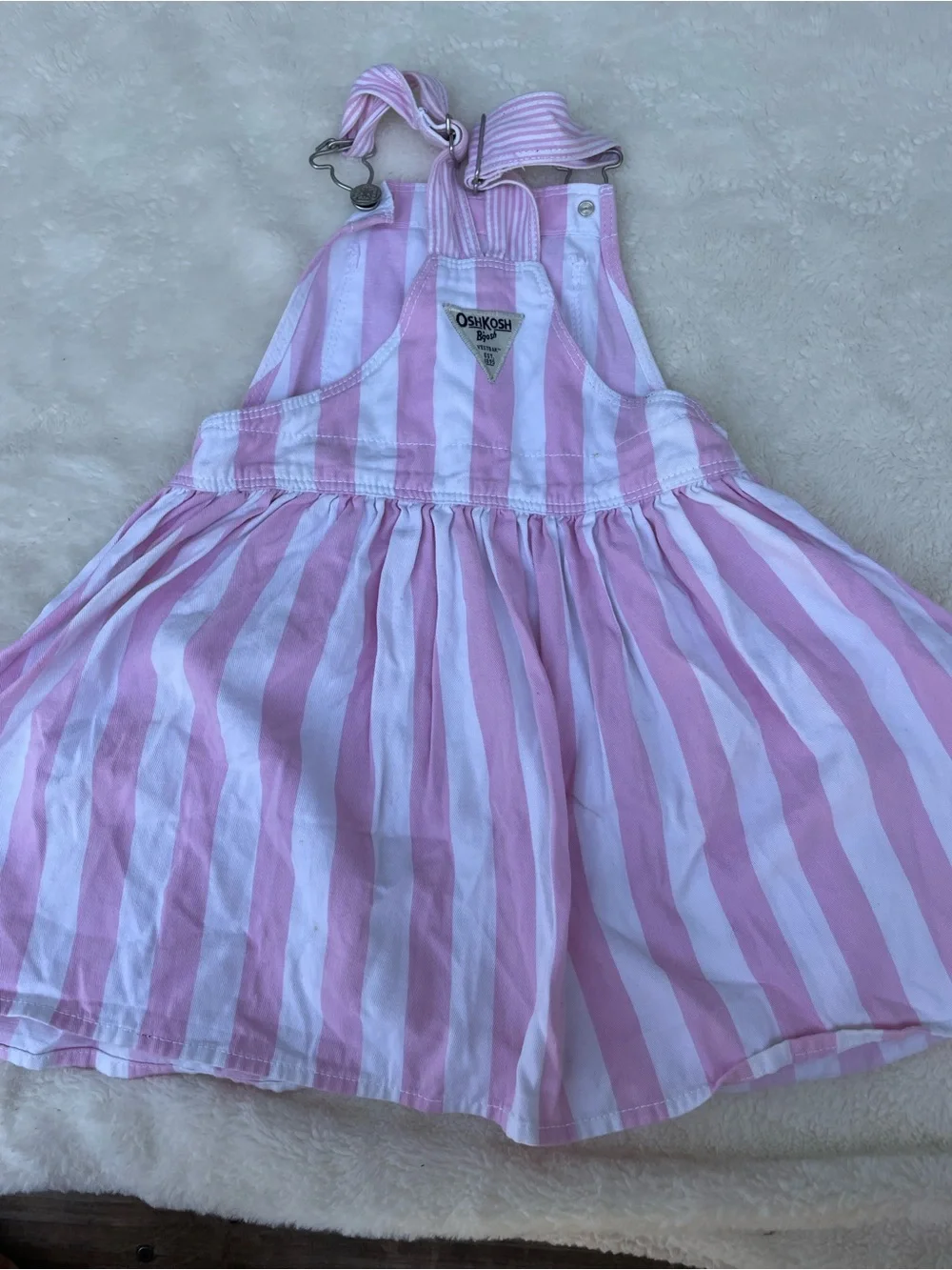 OshKosh B'gosh Pink & White Striped Pinafore Dress for Kids